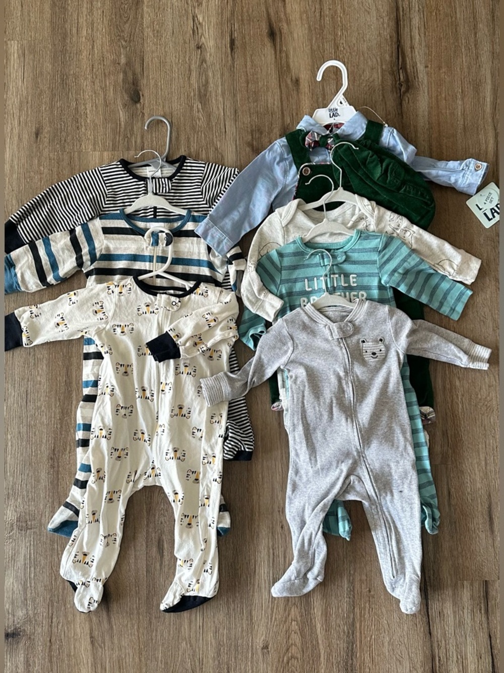 Baby Boy Mixed Sleepers and Onesies - Striped & Animal Prints bundle of 7 | 6-9m